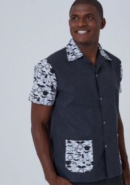 Calça em Sarja ou Brim com 1/2 Elástico Traseiro, Cós e Zíper - FOTO 2 Calça em Sarja ou Brim com 1/2 Elástico Traseiro, Cós e Zíper - FOTO 2