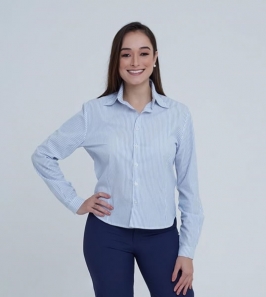Camisa ou Camisete Feminina Manga Longa com Botões em Tricoline Misto - FOTO 3