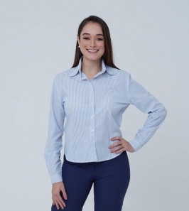 Camisa ou Camisete Feminina Manga Longa com Botões em Tricoline Misto - FOTO 2