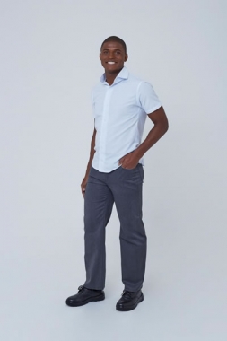 Camisa Tradicional Masculina Manga Curta em Tricoline Misto Camisa Tradicional Masculina Manga Curta em Tricoline Misto