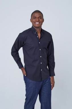 Camisa Tradicional Masculina Manga Longa em Tricoline Misto Foto Camisa Tradicional Masculina Manga Longa em Tricoline Misto