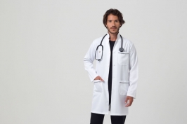 Jaleco 3/4 Manga Longa com Gola de Padre - FOTO 2 Jaleco 3/4 Manga Longa com Gola de Padre - FOTO 2