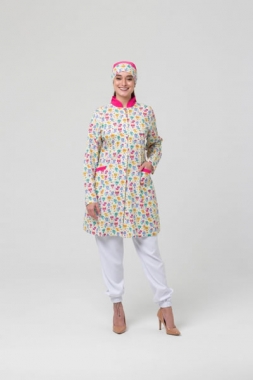 Jaleco 3/4 Manga Longa com Gola de Padre Foto Jaleco 3/4 Manga Longa com Gola de Padre