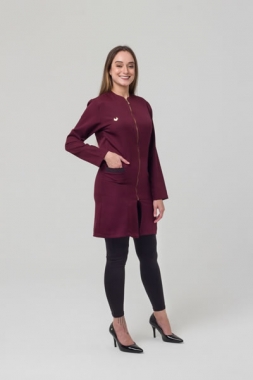 Jaleco 3/4 Manga Longa Feminino e com Zíper Frontal