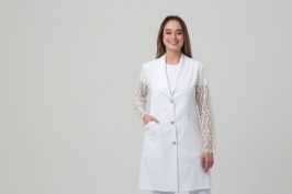 Jaleco 3/4 Manga Longa Feminino e Gola Smoking - FOTO 2 Jaleco 3/4 Manga Longa Feminino e Gola Smoking - FOTO 2