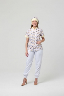 Jaleco Feminino com Gola de Padre em tricoline misto Foto Jaleco Feminino com Gola de Padre em tricoline misto