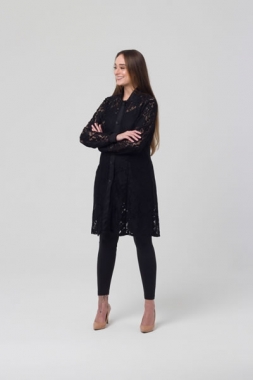 Jaleco Feminino Manga Longa em Renda Preta - FOTO 2 Jaleco Feminino Manga Longa em Renda Preta - FOTO 2