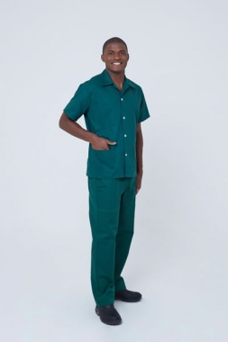 Jaleco Manga Curta Com Botões em Sarja ou Brim