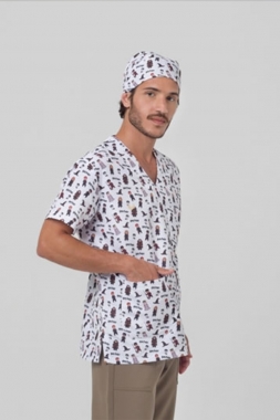 Jaleco Manga Curta sem Botões Decote V